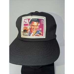 *VINTAGE* Elvis Presley U.S. Postal Service Stamp 1992 Black Snapback Hat